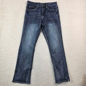 Flypaper Mens Bootcut Jeans Dark Wash Stretch Denim W32 L34 Blue RN 114936